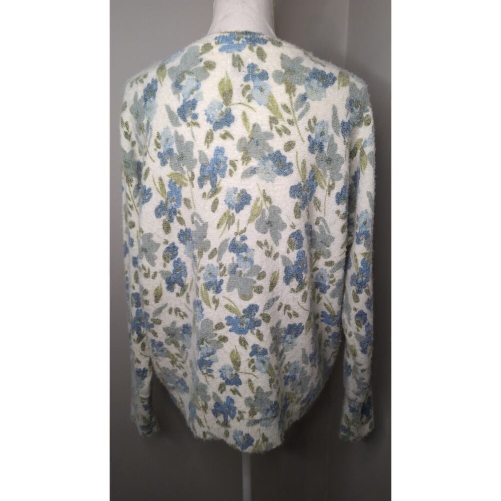 Joie Floral Fuzzy Knit Sweater Large Cottagecore Cozy Pullover - Picture 3 of 6